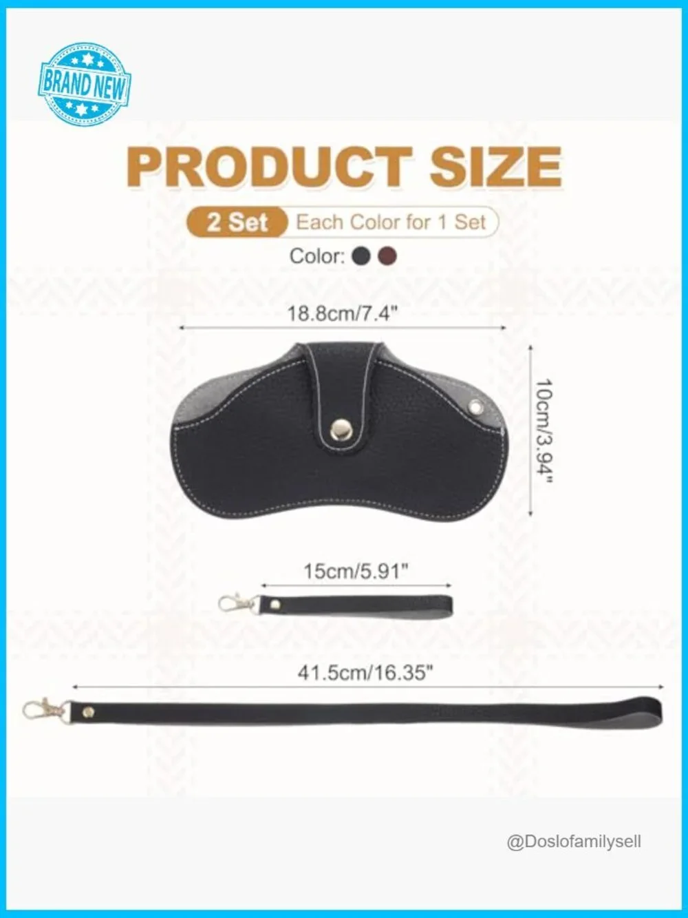 Leather Eyeglass Case Slim Portable with Wrist Strap Lanyard Unisex Chic